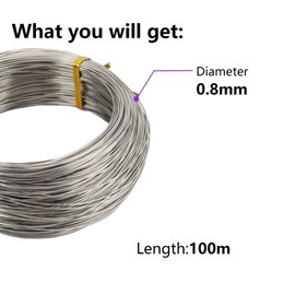 Stainless Steel Wire, Diameter 0.8 mm, 100 m, Wire, Stainless Steel Wire, Wire, Craft Wire, Wire for Crafts, Stainless Steel Wire Length 100 m