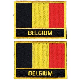 Belgium Flag Embroidered Patches Tactical Morale Applique Fastener Hook & Loop Emblem Patch 2 Pieces (Belgium)