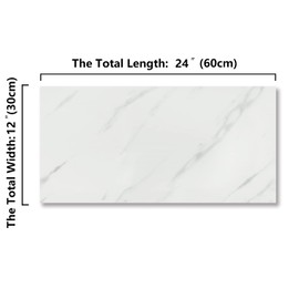 CHICHOME 12"x24" Backsplash Tiles for Kitchen Peel and Stick Carrara Wall Tiles Self Adhesive Waterproof Removable Vinyl Ceramic Marble Stick on Tiles for Bathroom Walls Bedroom Floor 16 Tiles, White
