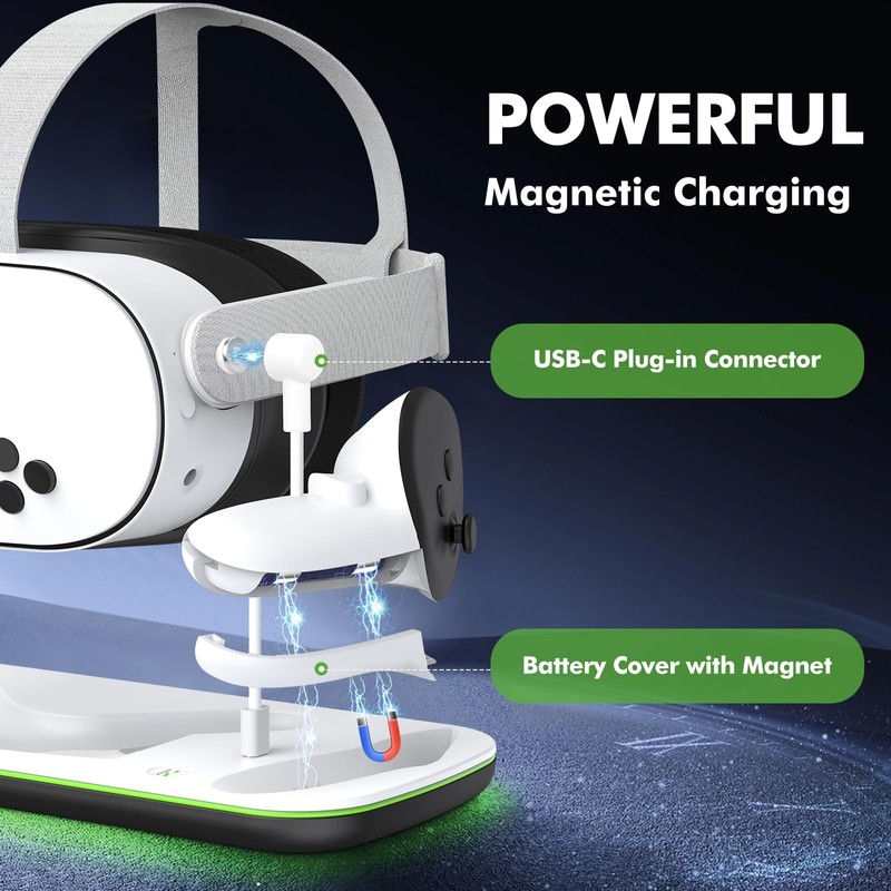 BSROBOTIC Charging Dock Compatible with Meta Quest 3/3S, Magnetic Charging