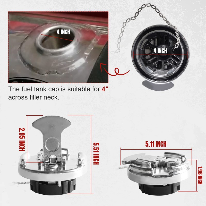 Dexepe 2Pcs Locking Diesel Fuel Cap 4" Compatible With Peterbilt