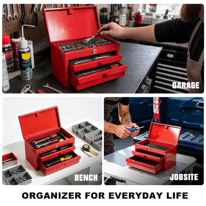 JACK BOSS Mini Tool Box with Two Drawers and Lockable