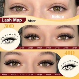 QUEWEL Eyelash Extensions Set, 280 Pieces, Individual Eyelashes, 30D + 40D, Mixed 2 Styles, 10-16 mm Thick Cluster Lashes with Eyelash Glue and Eyelash Tweezers, Easy DIY at Home (30D+40D-KIT)
