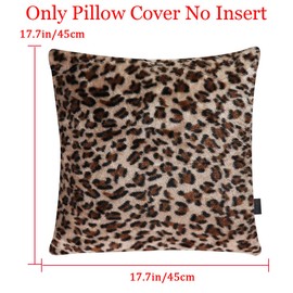 Hodeacc 6 Pack Leopard Printed Series Pillow Covers,Soft Plush Animal Theme Faux Fur Decorative Throw Pillowcase Home Decor Cushion Cover,18x18 inch (CASE ONLY)