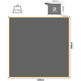 Tent Sheet, Ground Sheet, Waterproof Index 3,000 mm, Lightweight, Storage Bag Included, Outdoors, Camping, Mountain Climbing, Picnics, Silver, 70.9 x 82.7 in (180 x 210 cm)