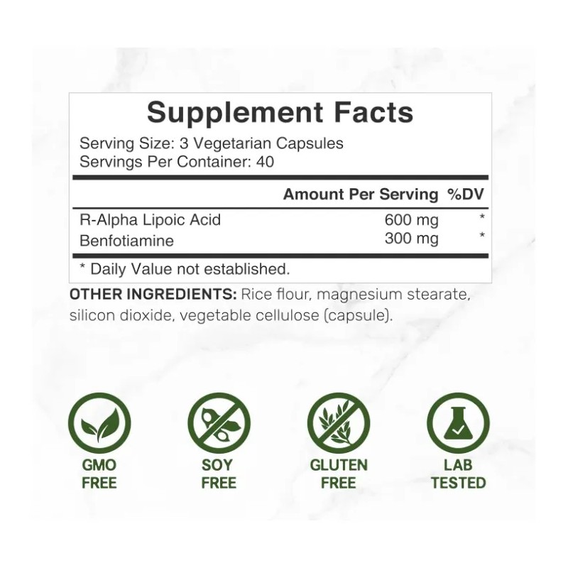 R-ala + Benfotiamina Salud Neuronal + Longevidad 120caps