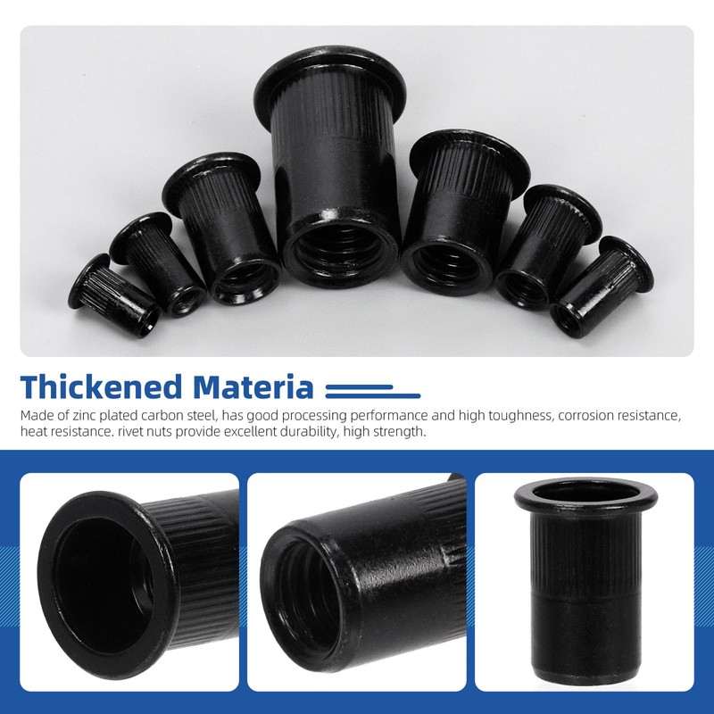 Glarks 100Pcs 5/16”-18UNC Rivet Nuts Kit Black Zinc Plated Carbon