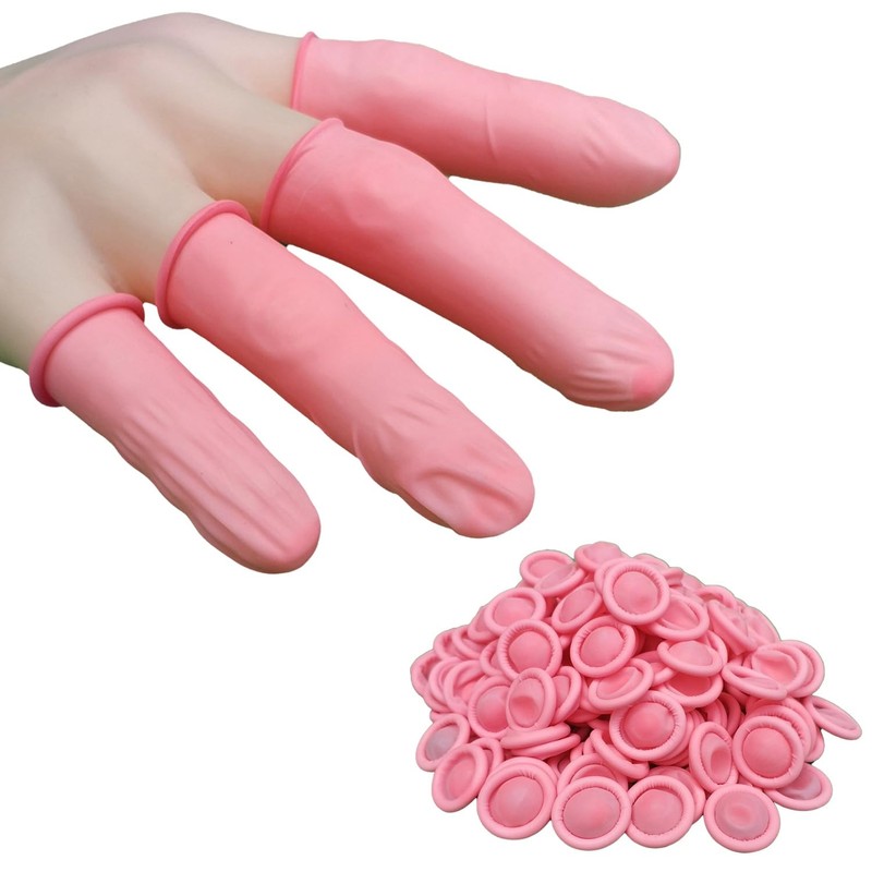 DJCIW 100PCS Disposable Latex Finger Cots,Medium Size, Fingertip Protector Gloves