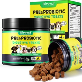 Probiotics for Dogs - Digestive Health and Immune Support, Dog Probiotics for Gut Health, 120 Soft Chews (Duck Flavor)