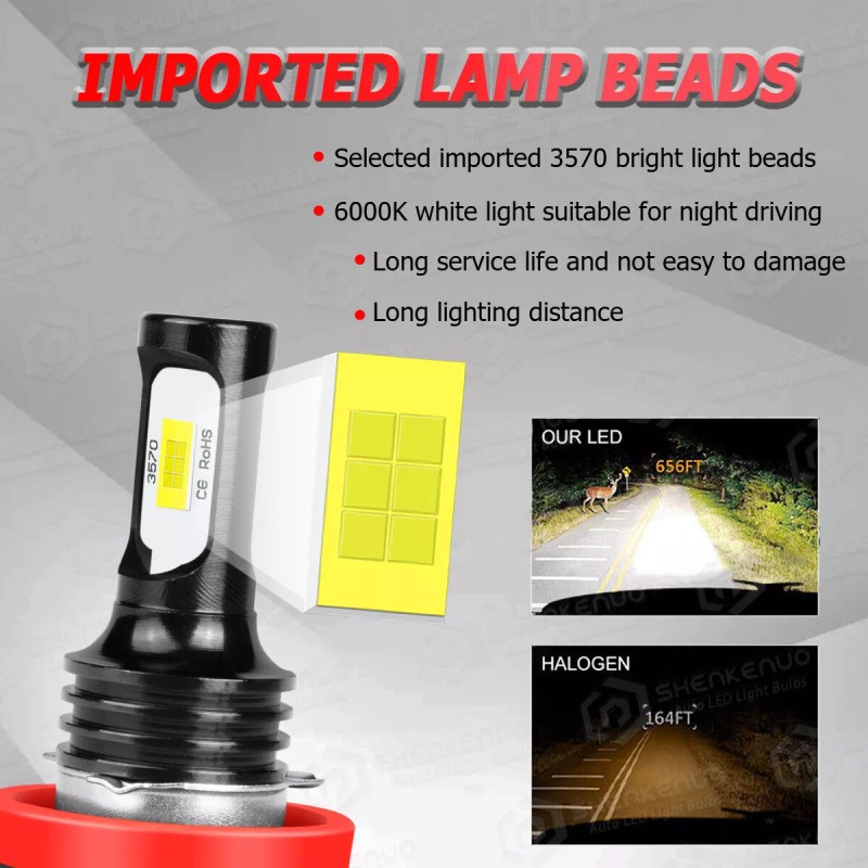 SHENKENUO 9005 9006 H11 LED Combo Headlight Fog Light Kit
