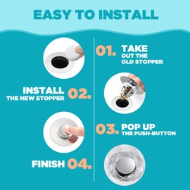 Universal Bathroom Sink Stopper, for 1.1-1.5 Inch Bullet Core Push Type Basin Pop Up Drain Filter, Sink Drain Strainer Plug No Overflow with Basket Hair Catcher