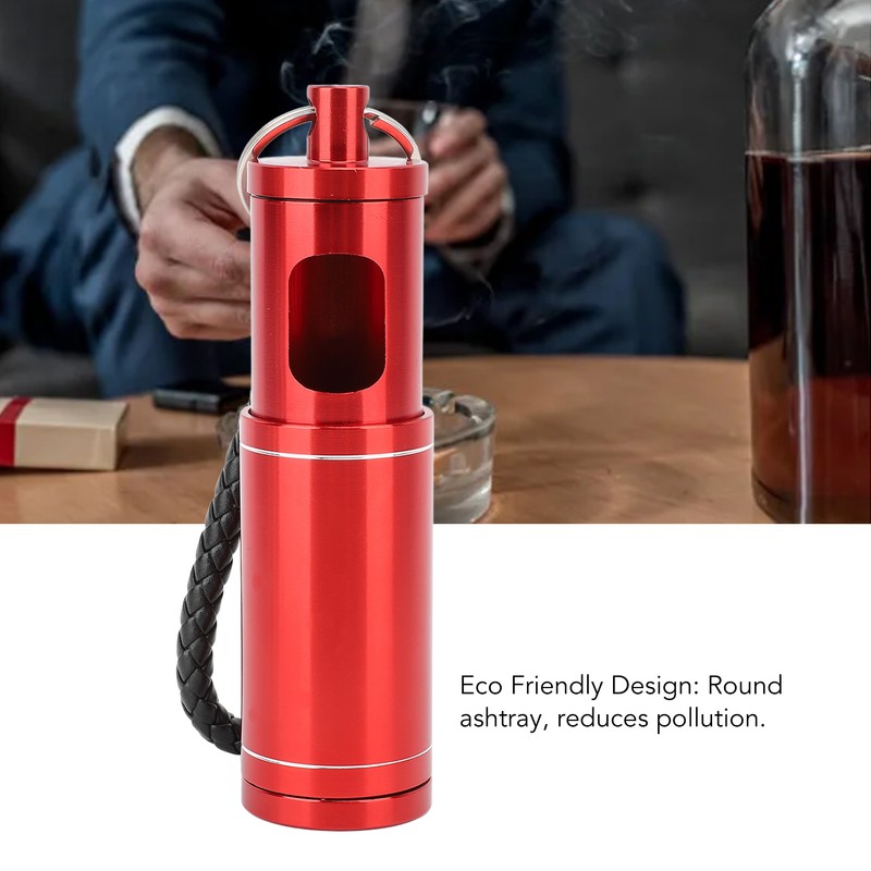 Portable Pocket Ashtray with Keychain Lanyard Retractable Circular Aluminium Alloy