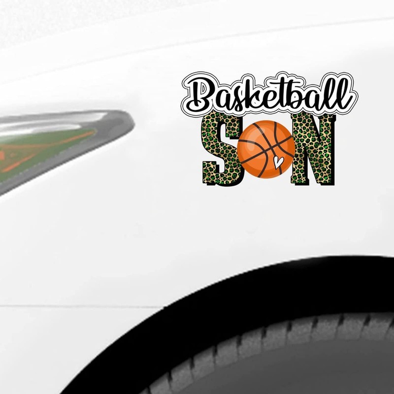 Football Son Sticker, Leopard Print Basketball Vinly Decal for Cars