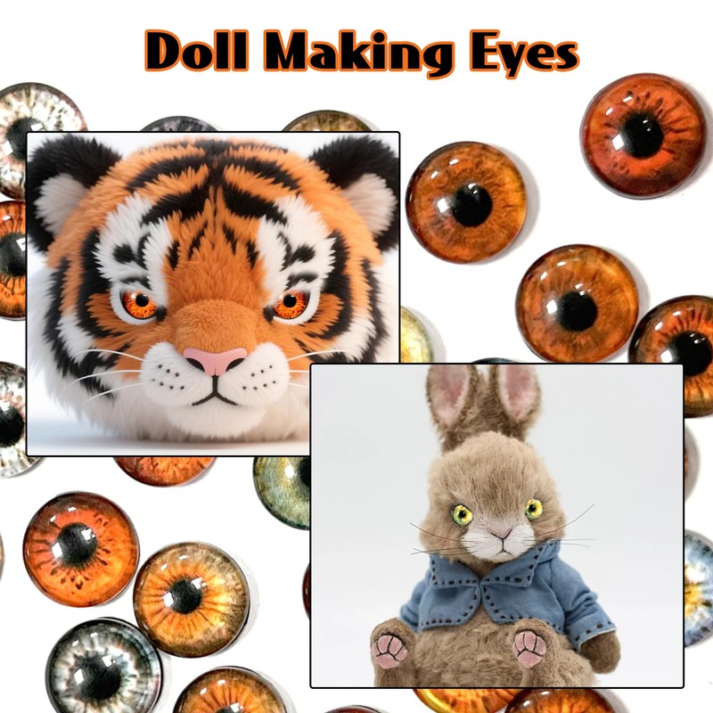30PCS Craft Eyes Round Design for DIY Projects, Glass Eyes