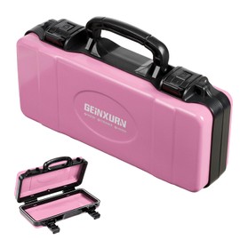 Geinxurn 11”Pink Tools Box, Portable Steel Heavy-duty Tool Case with Safety Latch and Handle for Tools Storage and Organizers, Home DIY