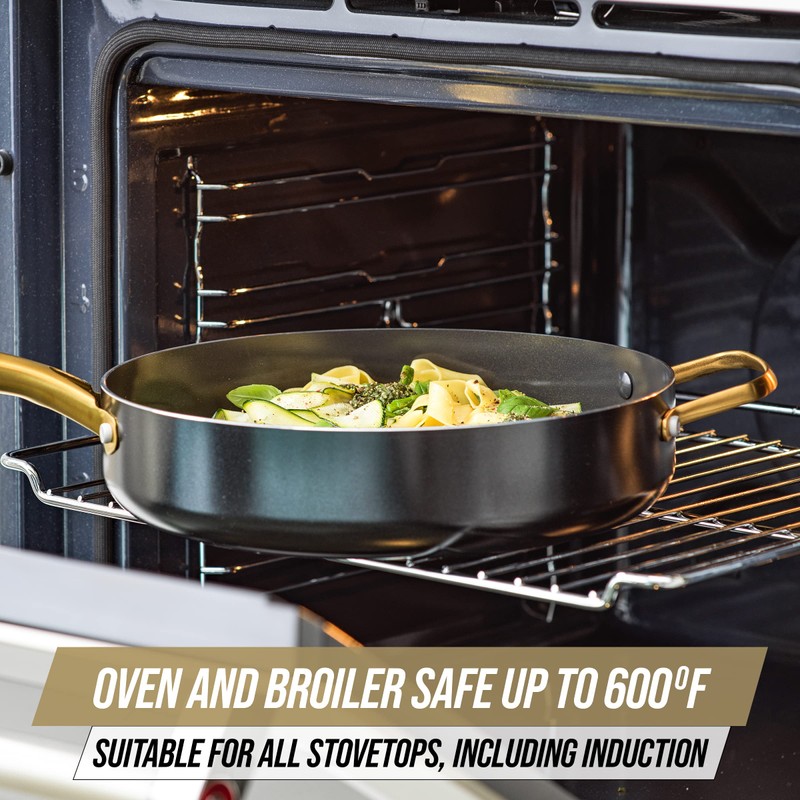 Blue Diamond 4QT Saute Pan with Lid, Non Toxic Induction