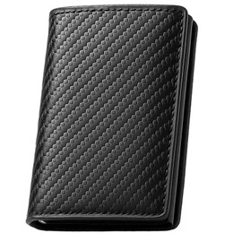 MigWoo Smart Wallet Men's Card Wallet with RFID Protection, Slim Wallet for Cards and Cash, Carbon Fibre Design, 9.7 cm x 6.5 cm