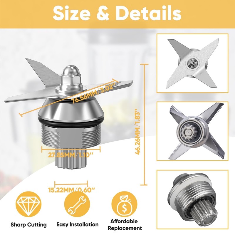 Wet Blender Blade Replacement Parts, Fit for Vitamix Immersion 5200