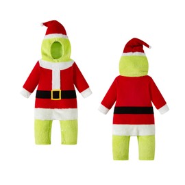 MOMMY'S NEW MAN Infant Unisex Baby Who Stole Christmas Costume Outfit Grinchmas Funny Green and Red Santa Grinch Suit Xmas (6-12 Months)