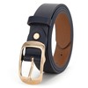JASGOOD Women Black Large Leather Belt Plus Size Polished Buckle