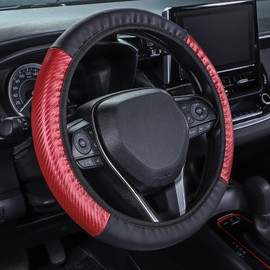 COFIT Car Steering Wheel Cover, Non-Slip Leather Steering Wheel Cover for Round and D Type Steering Wheels, 37-39 cm