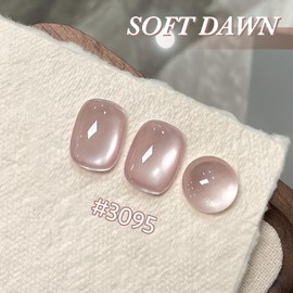 GAOY GAOY Jelly Nude Cat Eye Gel Nail Polish, 16ml Glitter Holographic Nail Polish with Magnet, Reflective Translucent UV Gel, 3095 Soft Dawn