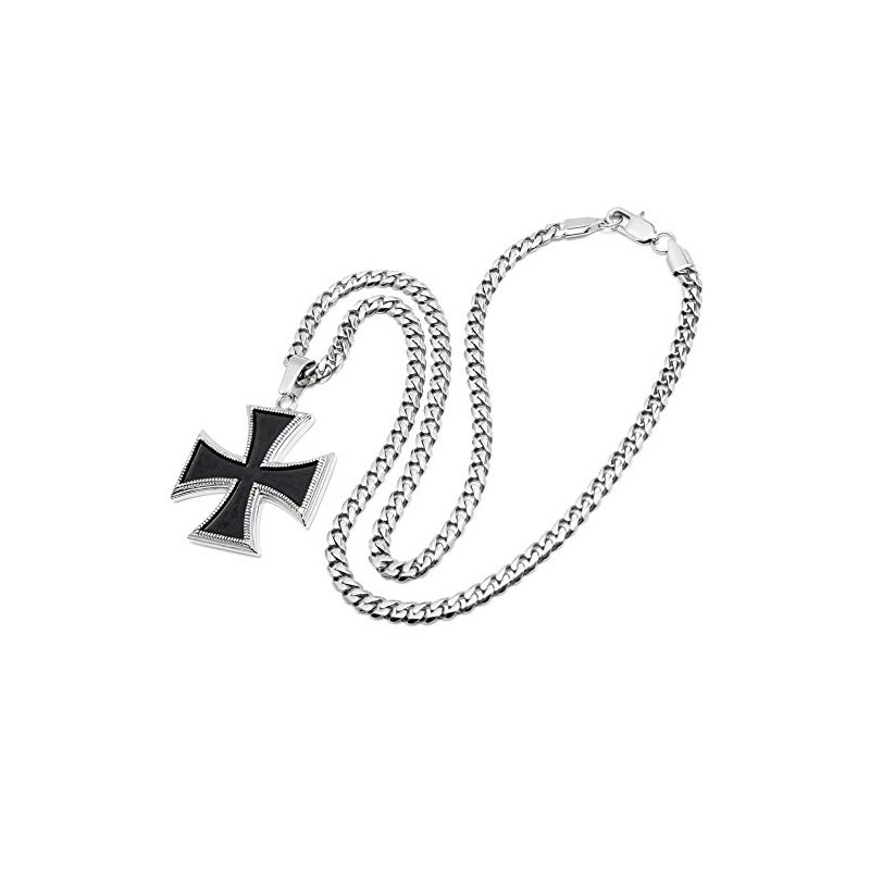 Schmuck-Checker Iron Cross Pendant Stainless Steel Silver Black German Order