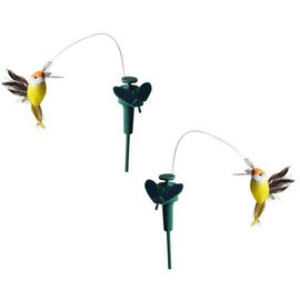 HOSTK 2pcs Solar or Battery Powered Fluttering Hummingbird, Wobble Fluttering Bird for Garden Yard Stake Plants Flowers Patio Landscape Outside Decor