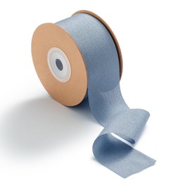 MORSUNBELA Blue Grey Decorative Ribbon 3.8 cm x 23 m Thick Gift Ribbon Blue Wide Dusty Blue Decorative Chiffon Ribbon Blue Silk Ribbon