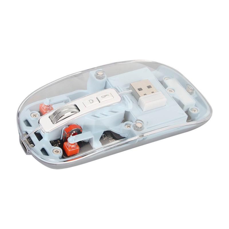 Wireless Bluetooth Mouse Transparent Clear Cool Shell Mute Click Colorful