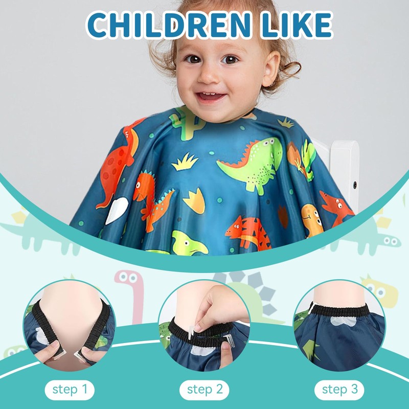 Katyjun Children's Hairdressing Cape, Dinosaur Cutting Cape, Hairdresser, Green