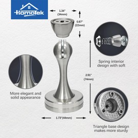 HOMOTEK 2 Pack Magnetic Door Stopper, Magnet Door Stop Heavy Duty Zinc& Rubber Tip Magnetic Door Catch Door Holder, Door Handle and Wall Protector(Brushed Stainless Steel)