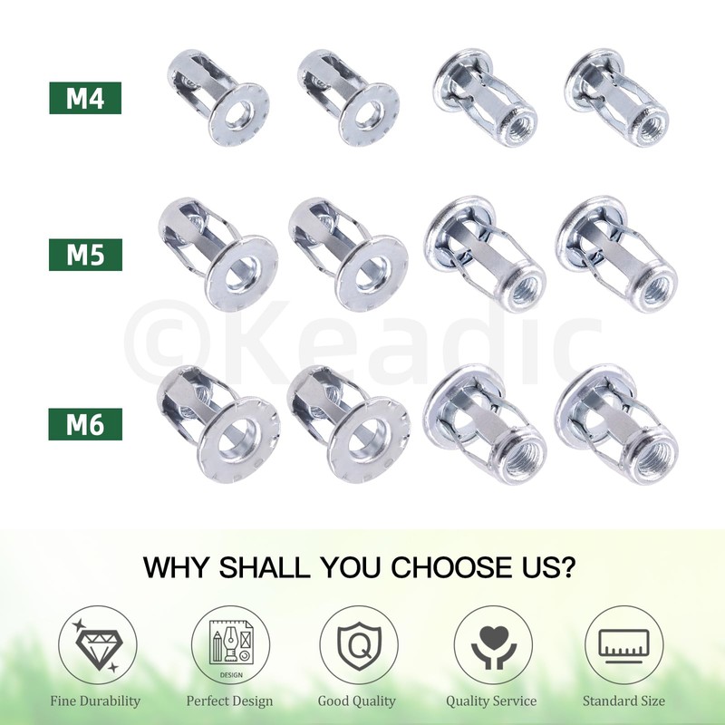 Keadic 30Pcs M5*25 Jack Nut Set, Nutserts Jacknut Srew Anchor