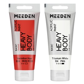 MEEDEN Acrylic Paint Vermilion Hue: 100ml Heavy Body Acrylic Paint Tube Bundled with Additional Titanium White Colour for Art Craft Painting