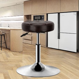 PenghaiYunfei Round Modern Bar Stool Height Adjustable 360 Swivel Stool,for Home Office Kitchen Barbershop Bar Spa (Brown Without backrest)