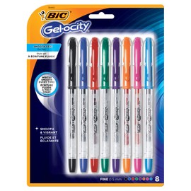 BIC Gel-ocity Smooth Stick Gel Pens, Fine Point, 0.5mm, Assorted Ink (8 Pack)