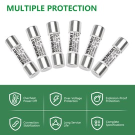 Wengart Cylinder PV Fuse WGPV-30S, DC1500V 15A, 10 x 38 mm, 20 kA Rated Power, Forced Arc Extinguishing Function, Pack of 10