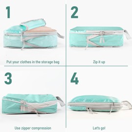 Compression Packing Cubes for Travel 4 Set Luggage Packing Organizer Bag Compressible Expandable Organizer Cubes For Carry On Luggage Suitcase Travel Essentials Accessories for Women Men