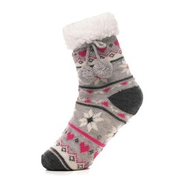 A2Z 4 Kids Girls Soft Fluffy Christmas Socks Non Slip Gripper - Socks AZ638 Grey B 11-14 (4-5.5)
