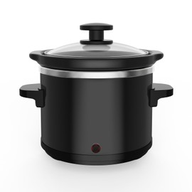0.65Qt Mini Slow Cooker Ceramic Pot Support Dishwasher Safe, Black
