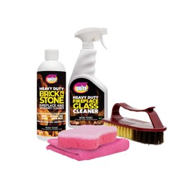 Quick ‘n Brite Fireplace Cleaning Kit – Includes 24oz Fireplace Glass Cleaner, 16 oz Gel Fireplace Cleaner, Scrub Brush, Sponge and Microfiber Towel