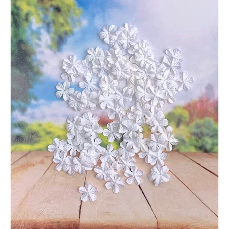 100 Pcs Lovely Patch Flowers 25x25mm Mulberry Paper Flowers Scrapbooking