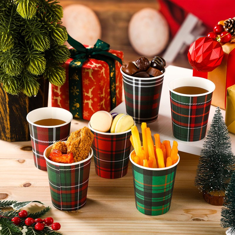 90 Pcs Christmas Paper Cups 9 oz Disposable Christmas Red