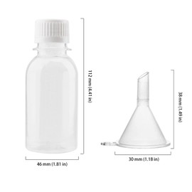 DAKFOOK 50 Pack 100ml Travel Bottles, Clear Plastic Bottles with Lids and 5 Funnels, Empty Refillable Travel Bottles Containers for Shampoo, Conditioner, Lotion