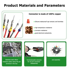 Connector Pins Kit, Crimped Connection Pin 1/1.5/1.8/2.2/2.3/2.5/2.8/3.5 mm Male and Female Wire Seals, Removal Tool Set for Car, Motorcycle, Truck, Ships