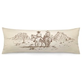 Cowboy Body Pillow Cover Western Country Theme of American Wild West Desert with Cowboys Long Pillow Case with Zipper Decorative Bedding Pillowcase Cushion Pillow Covers for Couch,Bedroom, 20"x54"