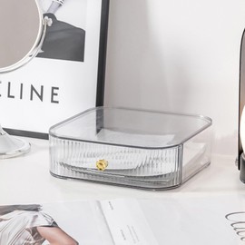 DASITON Makeup Organizer for Vanity,Large Capacity Skincare Organizers and Storage,Stackable Cosmetic Organizer for Countertop,Cosmetic Display Cases for Lipstick,Perfume,Jewelry(Clear-1)