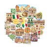 Navy Peony Historical Rome Travel Stickers (28pcs) - Gouache Style,
