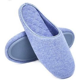 Pointelle Closed-Toe Slippers Blue Large