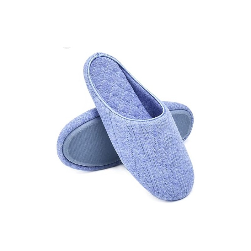 Pointelle Closed-Toe Slippers Blue Large